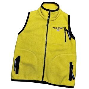 Polo Sport Ralph Lauren Boys Jackets, Yellow Fleece Full Zip Vest, Sz 4